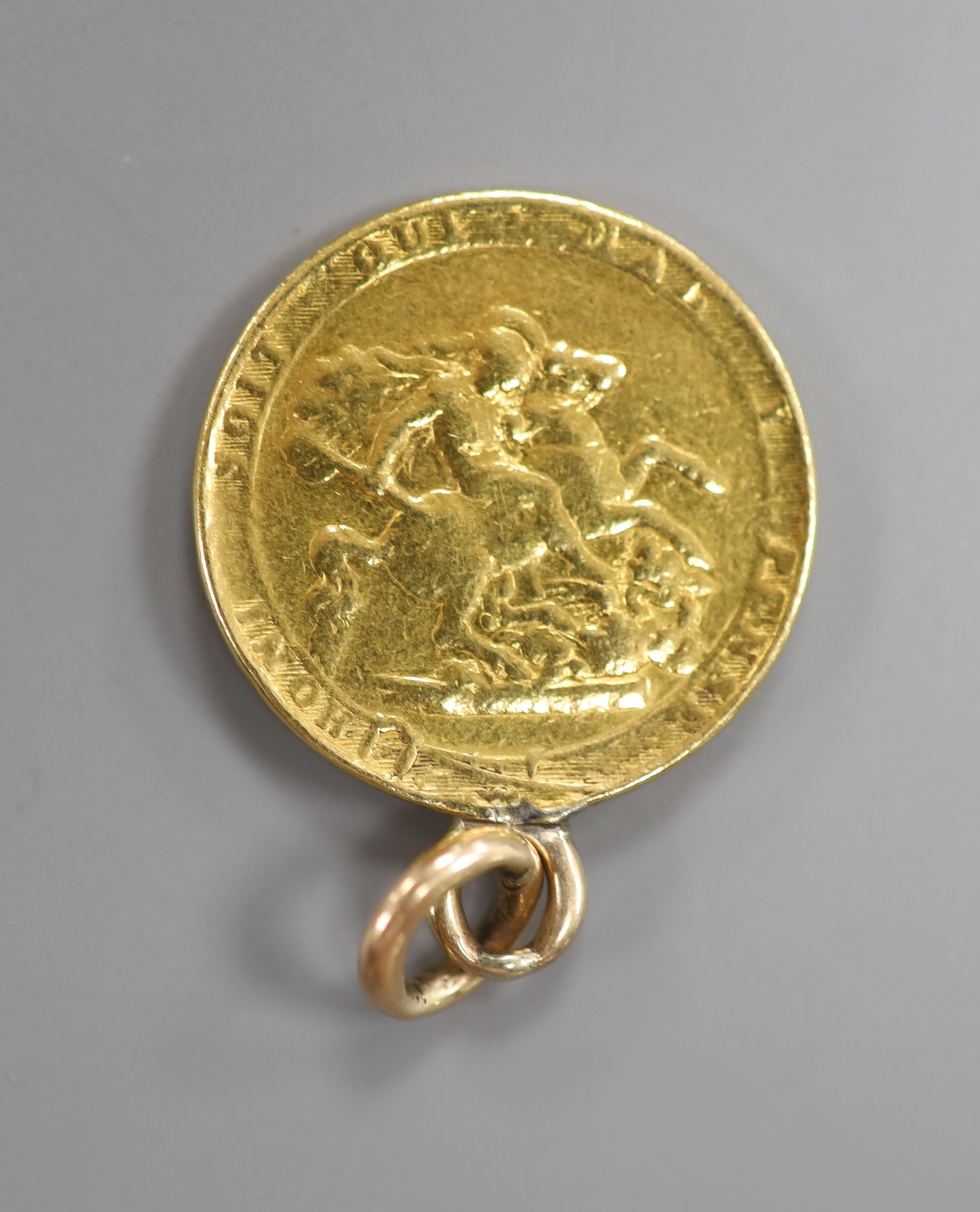 A George III 1820 gold sovereign, now with pendant mount.